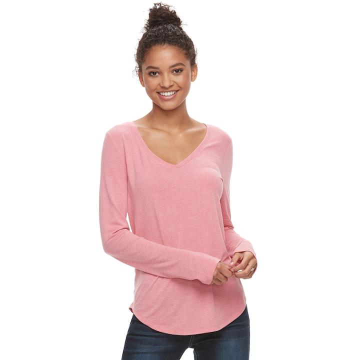 Juniors' So&reg; Perfect V-neck Tee, Teens, Size: Xxs, Med Pink