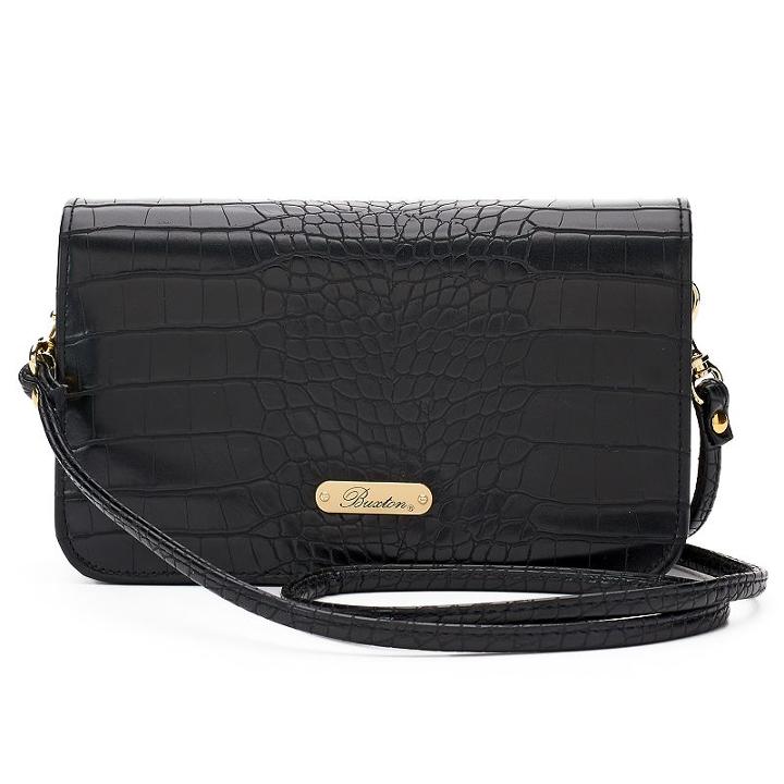 Buxton Nile Exotic Mini Convertible Crossbody Bag, Women's, Black