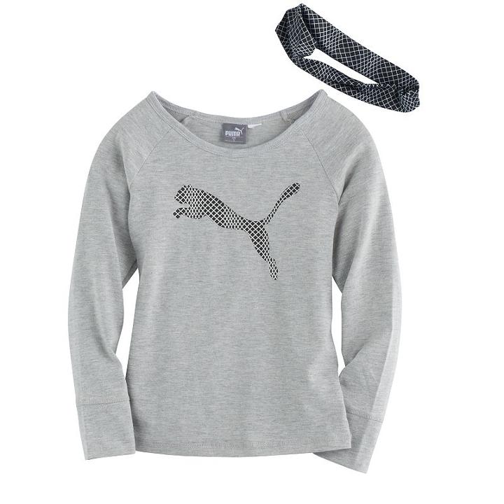 Girls 4-6x Puma Graphic Tee & Headband Set, Size: 6, Grey Other