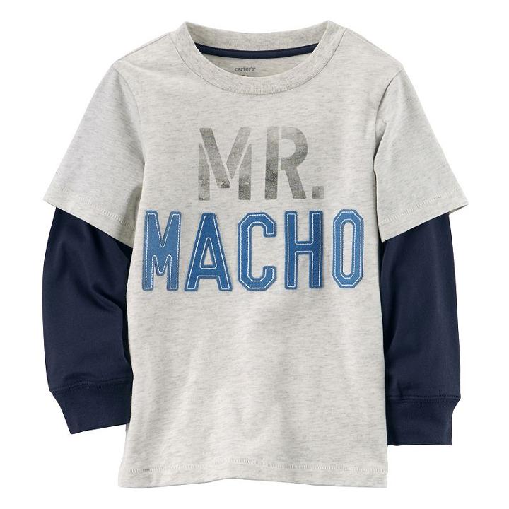 Boys 4-7 Carter's Mr. Macho Mock-layered Tee, Size: 7, Light Grey