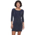 Juniors' Three Pink Hearts Glitter Bodycon Dress, Teens, Size: 5, Med Blue