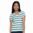 Petite Croft & Barrow&reg; V-neck Tee, Women's, Size: L Petite, Turquoise/blue (turq/aqua)