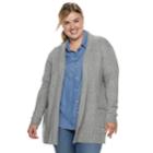Plus Size Sonoma Goods For Life&trade; Supersoft Airy Shawl Collar Cardigan, Women's, Size: 2xl, Med Grey