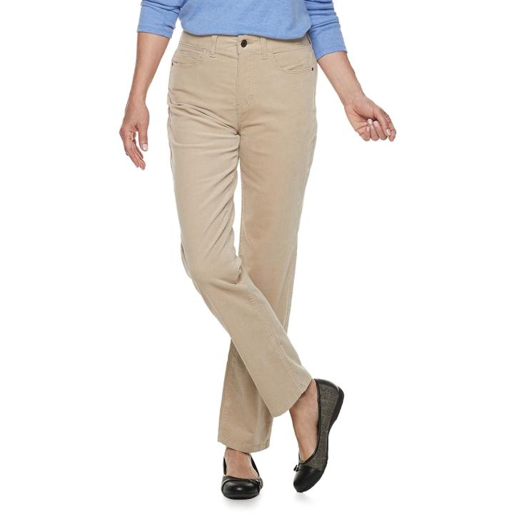 Women's Croft & Barrow&reg; Comfort Waist Straight-leg Corduroy Pants, Size: 4, Med Beige