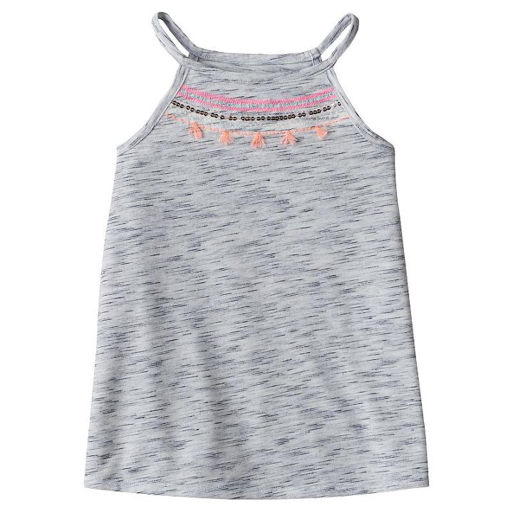 Girls 4-12 Sonoma Goods For Life&trade; Embellished Fringe Space-dyed Tank Top, Girl's, Size: 6x, Blue