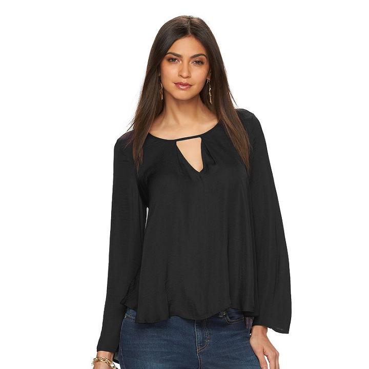 Women's Jennifer Lopez High-low Peasant Top, Size: Xl, Black