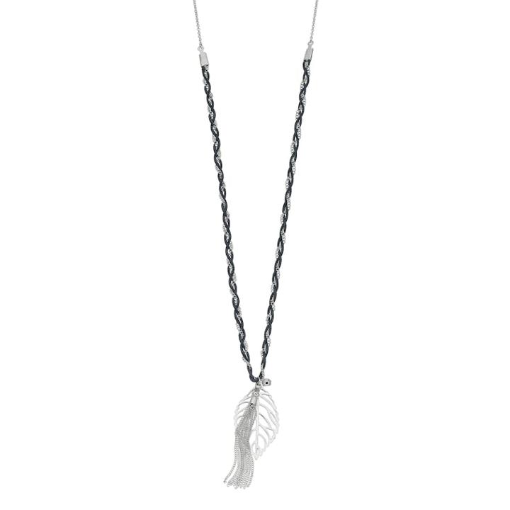 Lc Lauren Conrad Braided Leaf Pendant Necklace, Women's, Grey