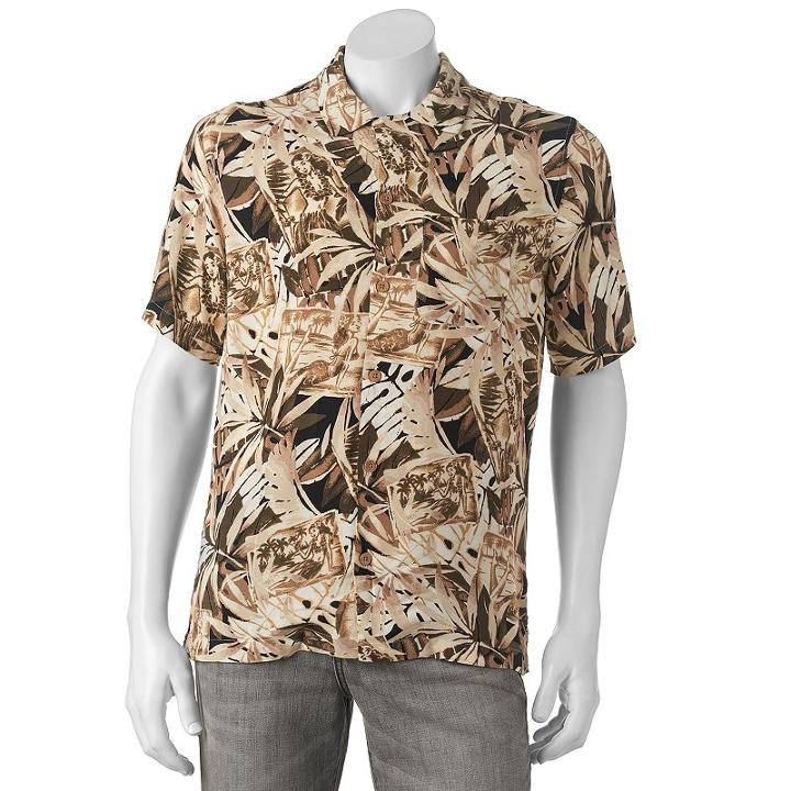 Men's Caribbean Joe Casual Tropical Button-down Shirt, Size: Xxl, Black