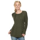 Women's Sonoma Goods For Life&trade; Lattice Cable-knit Crewneck Sweater, Size: Small, Dark Green