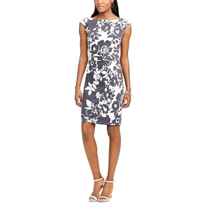 Women's Chaps Chain Print Sheath Dress, Size: Large, Blue