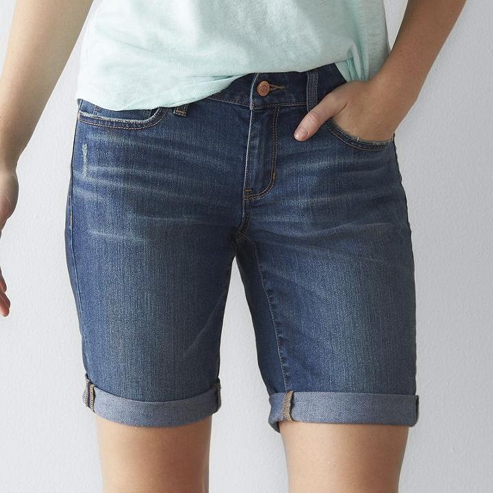 Women's Sonoma Goods For Life&trade; Cuffed Bermuda Jean Shorts, Size: 2, Med Blue