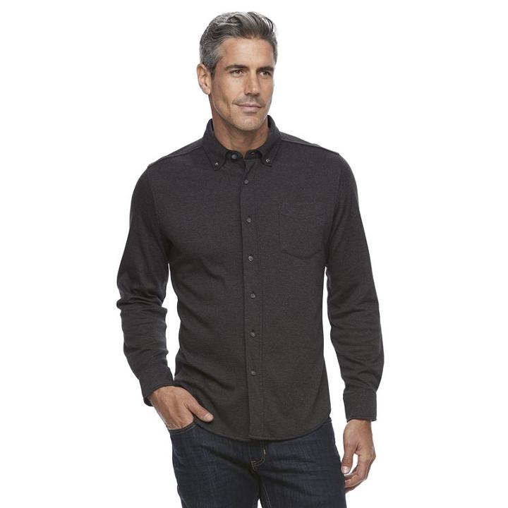 Men's Croft & Barrow&reg; Classic-fit Stretch Button-down Shirt, Size: Large, Dark Grey