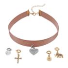 Mudd&reg; Heart, Cross & Elephant Charm Choker Necklace, Women's, Pink