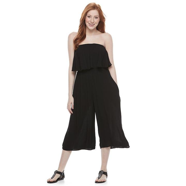 Juniors' Speechless Popover Sleeveless Gaucho Jumpsuit, Girl's, Size: Medium, Oxford