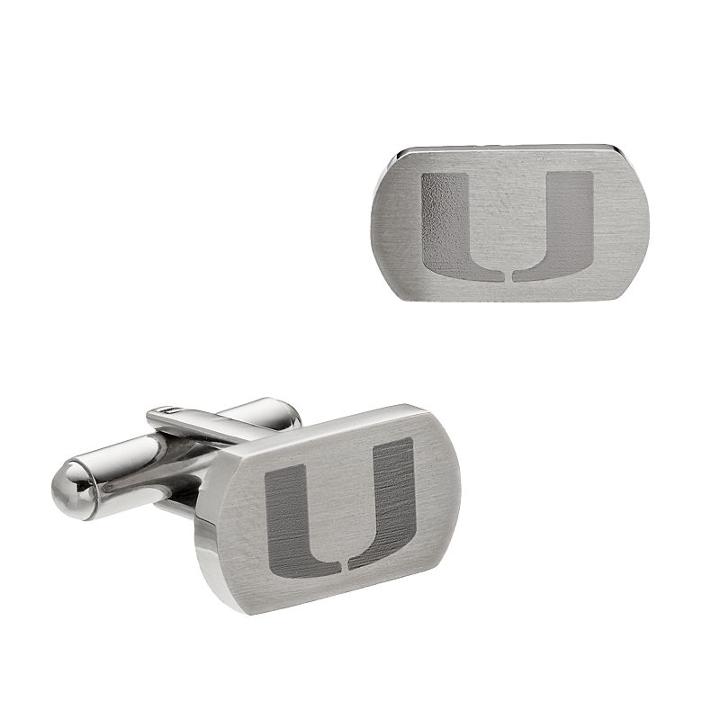 Fiora Stainless Steel Miami Hurricanes Cuff Links, Men's, Grey
