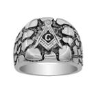 Stainless Steel Masonic Nugget Ring - Men, Size: 8, Grey