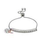 Brilliance Silver Plated Swarovski Crystal Bar Love Charm Bracelet, Women's, Size: 8, White