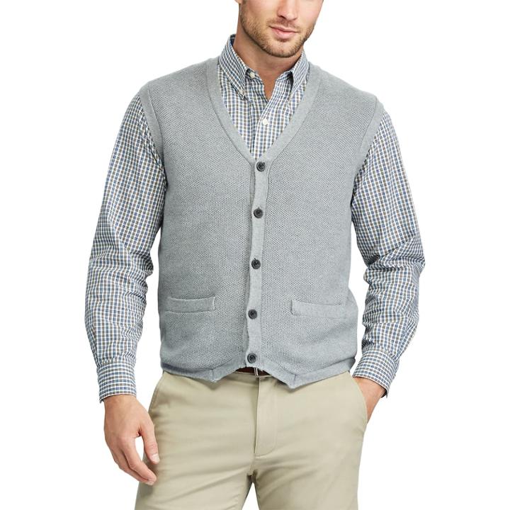 Men's Chaps Classic-fit Waistcoat Fashion Vest, Size: Large, Grey