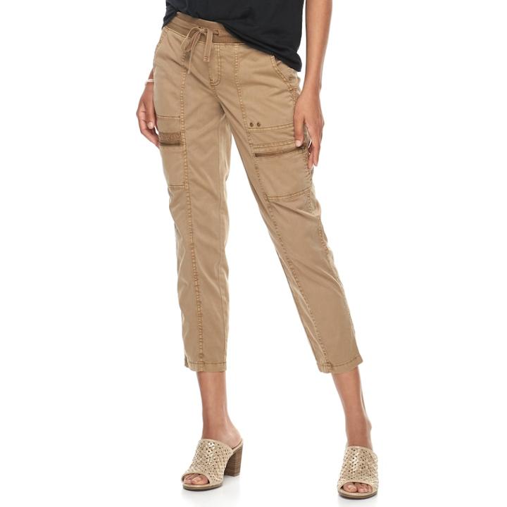 Women's Sonoma Goods For Life&trade; Zipper Accent Utility Capris, Size: 16, Med Brown