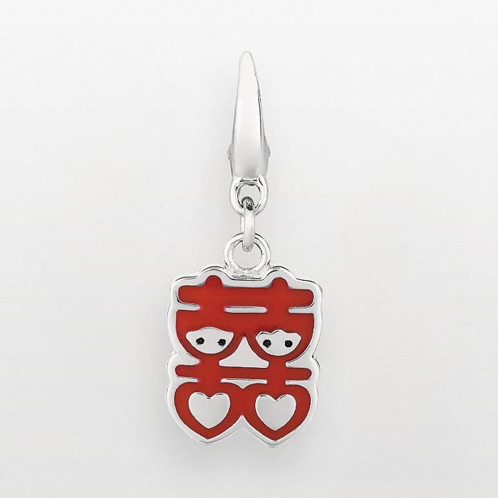 Sterling Silver Double Happiness Charm, Women's, Grey