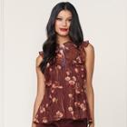 Lc Lauren Conrad Runway Collection High-neck Ruffle Tank - Women's, Size: Xs, Dark Red