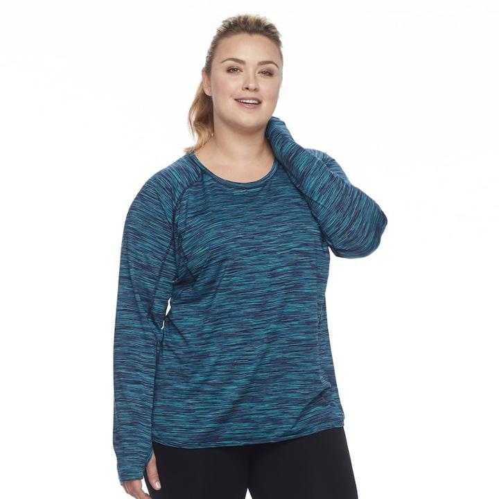 Plus Size Tek Gear&reg; Long Sleeve Performance Tee, Women's, Size: 1xl, Turquoise/blue (turq/aqua)