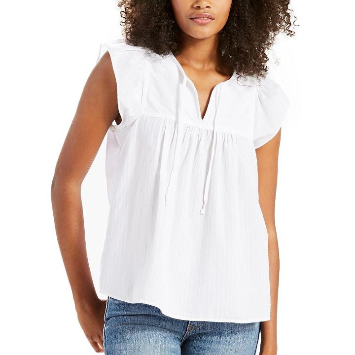 Women's Levi's Denim Babydoll Blouse, Size: Large, White