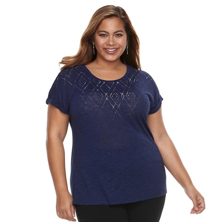 Plus Size Apt. 9&reg; Embellished Top, Women's, Size: 3xl, Dark Blue