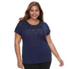 Plus Size Apt. 9&reg; Embellished Top, Women's, Size: 3xl, Dark Blue