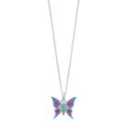 Silver Plated Crystal Butterfly Pendant Necklace, Women's, Size: 18, Blue