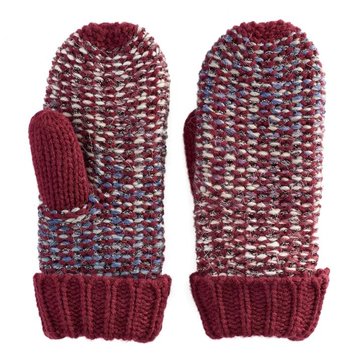 Madden Nyc Women's Lined Spectrum Knit Mittens, Dark Red