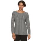 Women's Dana Buchman Striped Jacquard Scoopneck Top, Size: Xl, Black