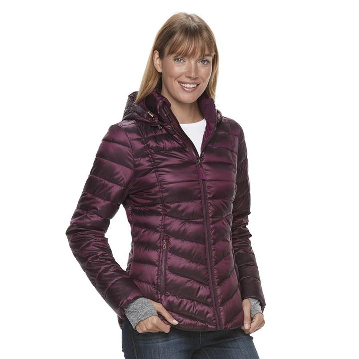 Women's Tek Gear Hooded Puffer Jacket, Size: Medium, Drk Purple