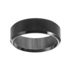 Lovemark Black Ion-plated Tungsten Beveled Men's Wedding Band, Size: 10.50, Grey