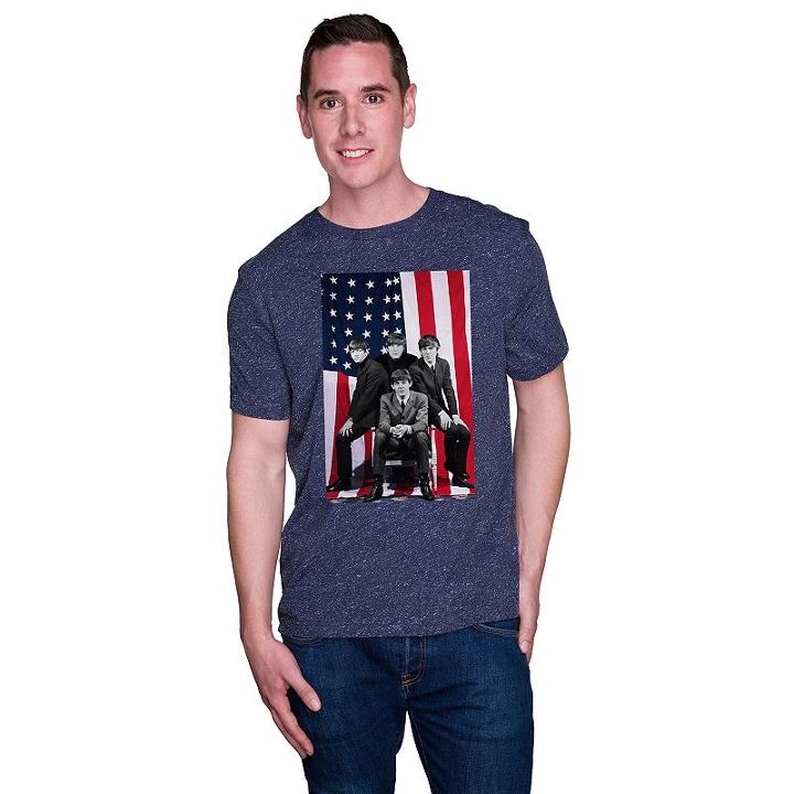 Men's Patriotic Beatles Tee, Size: Medium, Blue (navy)