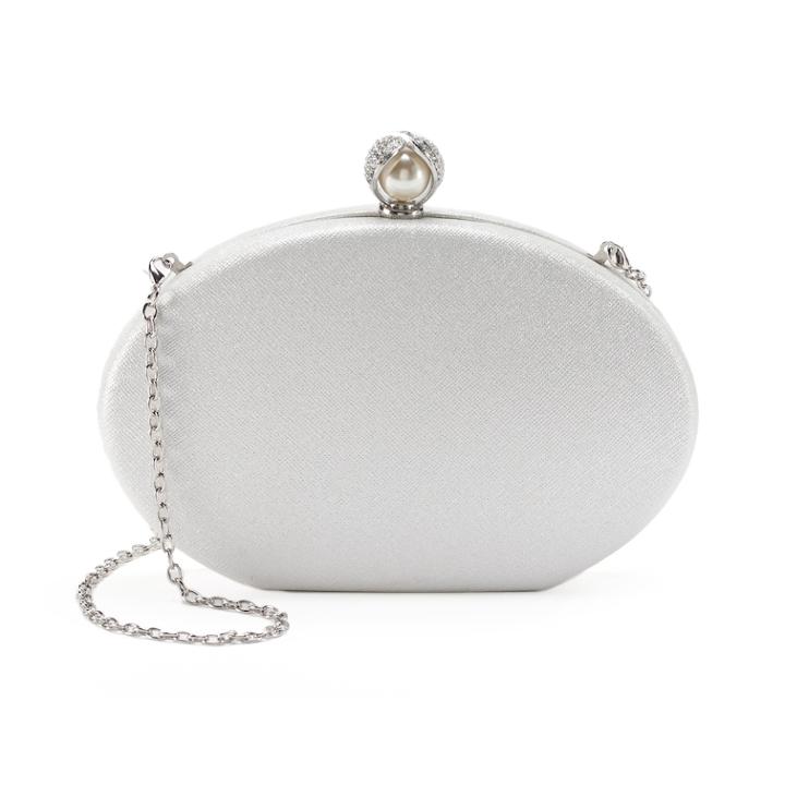 Lenore By La Regale Rhinestone & Simulated Pearl Rounded Miniaudiere, Women's, Lt Beige