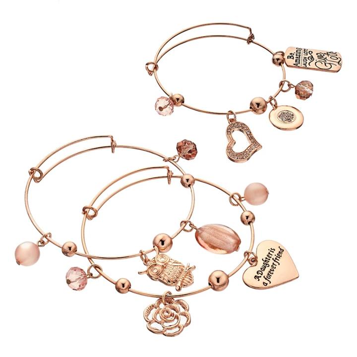 Daughter Is A Forever Friend Bangle Bracelet Set, Women's, Pink