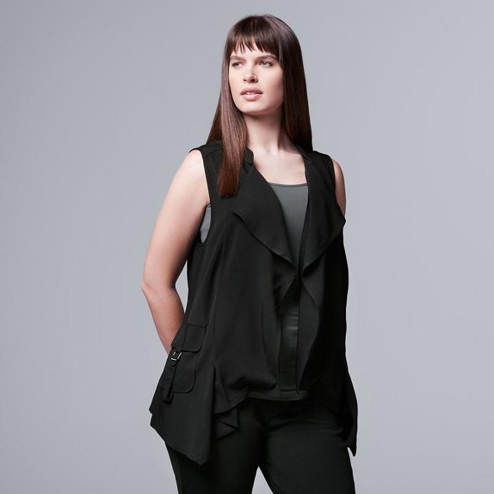 Plus Size Simply Vera Vera Wang Utility Vest, Women's, Size: 1xl, Black