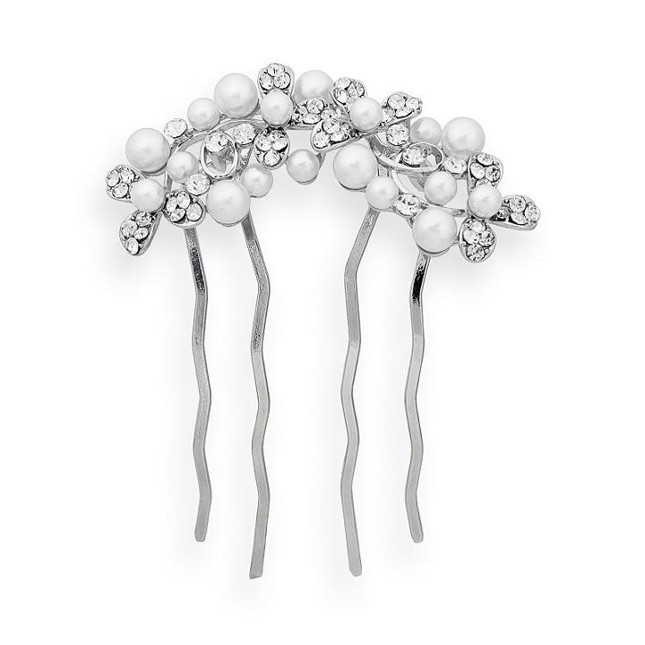 Crystal Allure Flower Hair Comb, Women's, White