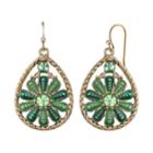 1928 Flower Twisted Teardrop Earrings, Women's, Green