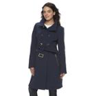 Women's Lnr Fashion Styles Belted Trench Coat, Size: Small, Blue (navy)