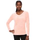Women's Tek Gear&reg; Microfleece V-neck Tee, Size: Large, Light Pink