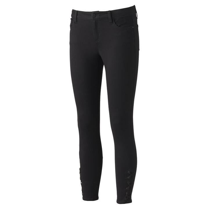Juniors' Tinseltown Lace Up Ankle Skinny Jeans, Girl's, Size: 7, Black