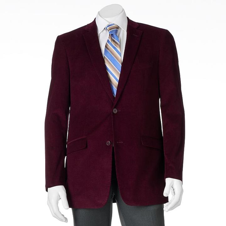 Men's Adolfo Slim-fit Wale Corduroy Sport Coat, Size: 40 Short, Red Other