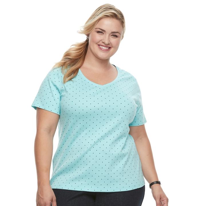 Plus Size Croft & Barrow&reg; Essential V-neck Tee, Women's, Size: 1xl, Med Blue