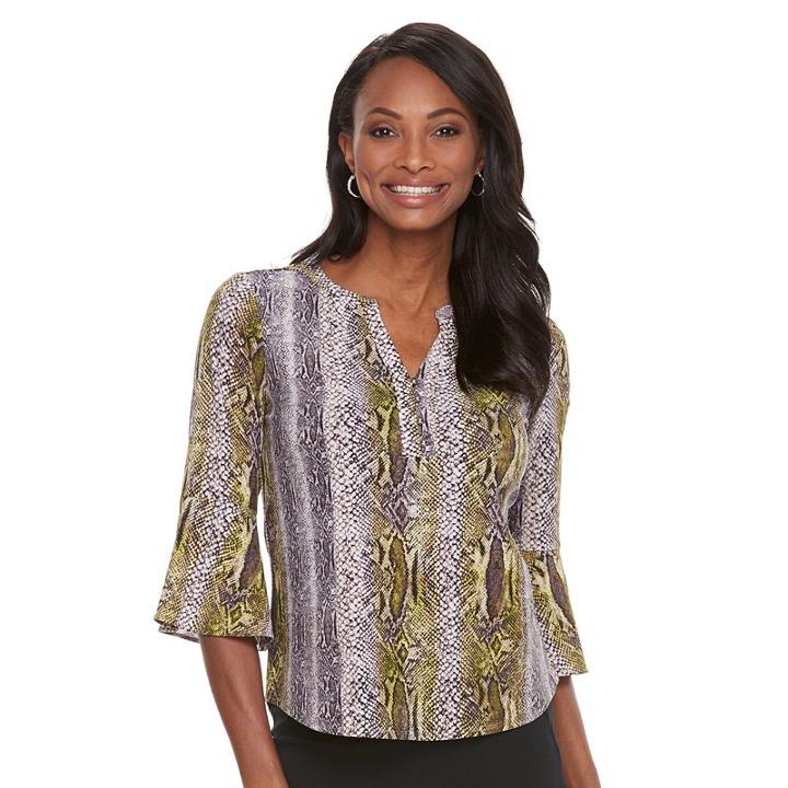 Women's Dana Buchman Bell Sleeve Crepe Top, Size: Xl, Green