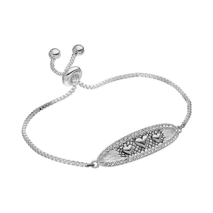 Silver Expressions By Larocks Silver Plated Daughter Heart Lariat Bracelet, Women's, Grey