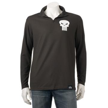 Men's Marvel Hero Elite Punisher Quarter-zip Top, Size: Medium, Grey (charcoal)