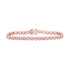 14k Rose Gold Over Silver Lab-created Pink Sapphire Tennis Bracelet, Women's, Size: 7.25