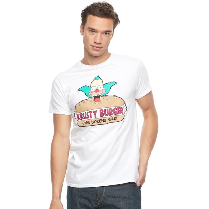 Men's The Simpsons Krusty Clown Burger Tee, Size: Small, White